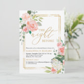 Invitation Or floral rose vif géométrique la veille (Debout devant)