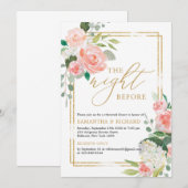 Invitation Or floral rose vif géométrique la veille (Devant / Derrière)