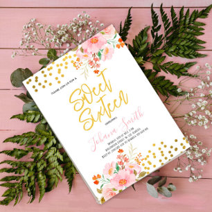 Invitation Or Floral Sweet sixteen de printemps