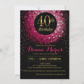 Invitation Or fuchsia de l'anniversaire | de confettis (Devant)