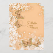 Invitation Or fuschia mariage fiançailles anniversaire (Devant / Derrière)