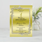 Invitation Or Gemme & Paillettes 1er Anniversaire de Mariage (Debout devant)