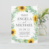 Invitation Or géométrique russe élégant du tournesol (Debout devant)