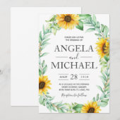 Invitation Or géométrique russe élégant du tournesol (Devant / Derrière)