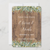 Invitation Or Gold Rustique Eucalyptus & Floral Blanc Bois ST (Devant)