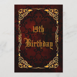 Invitation Or gothique encadré 19e anniversaire
