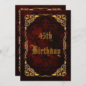 Invitation Or gothique encadré 45e anniversaire (Devant / Derrière)
