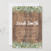 Invitation Or Grad en Bois Fleur Blanche et Eucalyptus Gold R (Devant)