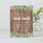Invitation Or Grad en Bois Fleur Blanche et Eucalyptus Gold R (Debout devant)