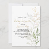 Invitation Or Green Foliage Calligraphie Baby Sprinkel (Devant)