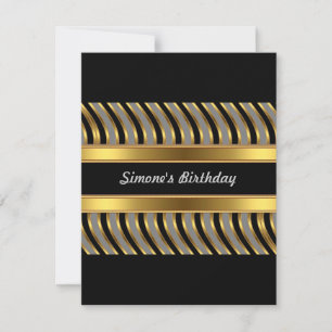 Invitation Or Gris Noir Métal Anniversaire