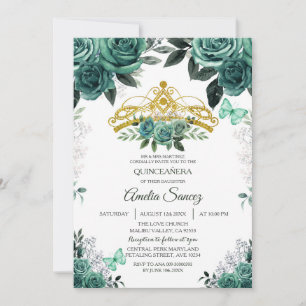 Invitation Or & Hunter Emerald Green Mis Quince