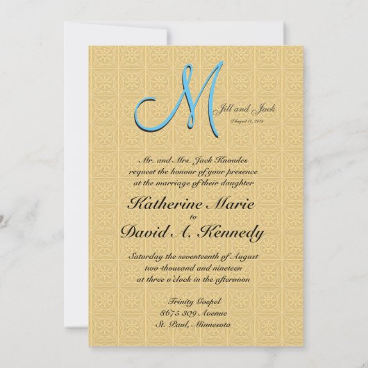 Invitation Or incorporé 3d Monogramme (Dos)