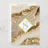 Invitation *~ Or ivoire d'agate AR66 QR + Mariage RSVP (Devant / Derrière)