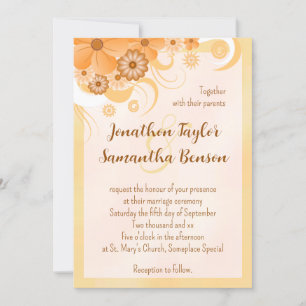 Invitation Or ivoire et Pêche Hibiscus Floral Élégant Invitat