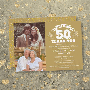 Invitation Or Juste Marié 50e Anniversaire de Mariage 2 Photo