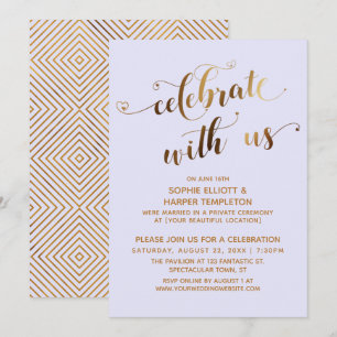 Invitation Or Lavande Célébrez avec nous la fête après-mariag