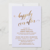 Invitation Or & Lavande Heureux Jamais Après Mariage Post (Devant)