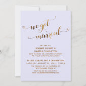 Invitation Or & Lavande Notre mariage Soirée d'après-mariage (Devant)