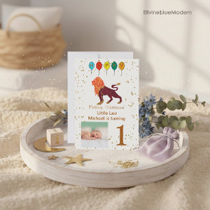 Invitation Or Leo Anniversaire Or, Ballons & Photo