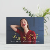 Invitation Or manuscrit | Classe de 2018 Photo Grad Party (Debout devant)