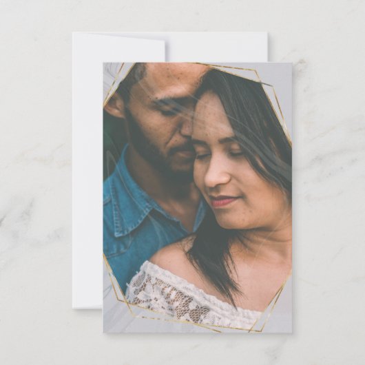 Invitation or marbre géométrique Photo Enregistrer la date In (Dos)