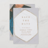 Invitation or marbre géométrique Photo Enregistrer la date In (Devant / Derrière)