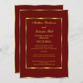 Invitation Or mariage Bourgogne Élégant Moderne (Devant / Derrière)