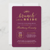 Invitation Or | Mariage Élégant Brunch de Mariée (Devant)