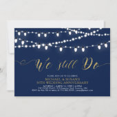 Invitation Or & Marine | Moderne 50e anniversaire de mariage (Devant)