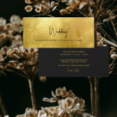 Invitation Or métallique unique et Mariage noir