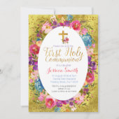 Invitation Or mexicain de fiesta d'invitation de baptême (Devant)