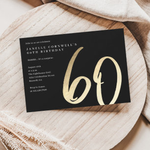 Invitation Or minimaliste moderne Type 60e anniversaire