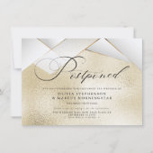 Invitation Or moderne avec facettes perles Mariage reporté (Devant)