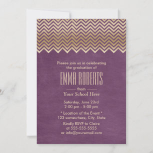 Invitation Or moderne Chevron Stripes Purple Graduation
