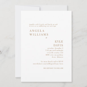 Invitation Or moderne et blanc Aucun parent Mariage de site W