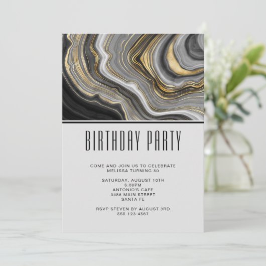 Invitation Or moderne et gris Agate Géode Géode Gémstone Anni (Debout devant)