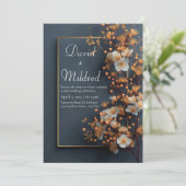 Invitation Or moderne et Mariage floral (Debout devant)