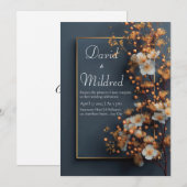 Invitation Or moderne et Mariage floral (Devant / Derrière)