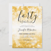 Invitation Or moderne Forty & Fabuleux 40e anniversaire (Devant)