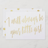 Invitation Or moderne "Je serai toujours votre petite fille" (Devant / Derrière)
