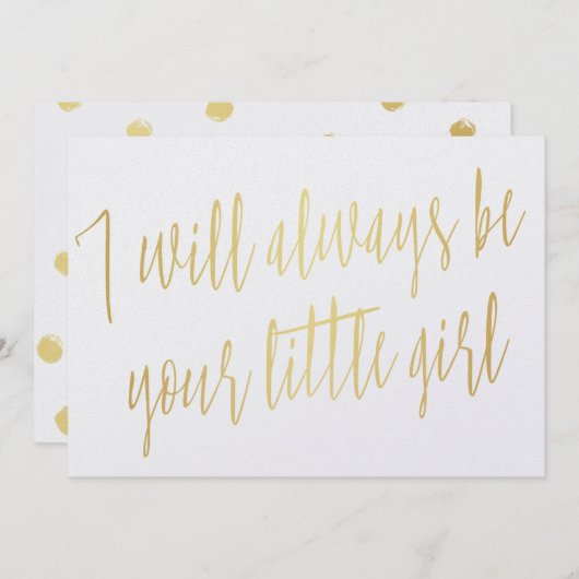 Invitation Or moderne "Je serai toujours votre petite fille" (Devant / Derrière)