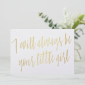 Invitation Or moderne "Je serai toujours votre petite fille" (Debout devant)