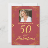 Invitation Or Moderne Rouge 50 Fantastique Code QR Anniversai (Devant)