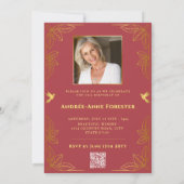 Invitation Or Moderne Rouge 50 Fantastique Code QR Anniversai (Dos)
