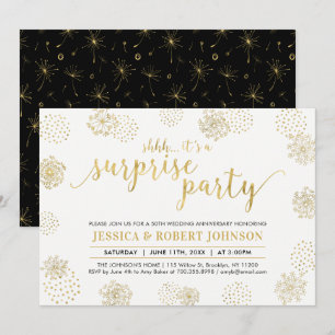 Invitation Or   Moderne Surprise 50e anniversaire de mariage