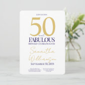 Invitation Or Navy 50 et Fabuleux | 50e Anniversaire Simple (Debout devant)