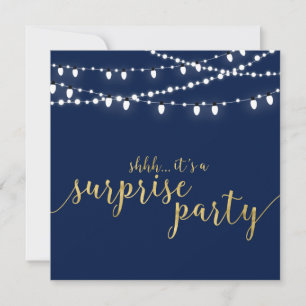 Invitation Or & Navy 50e anniversaire de mariage surprise