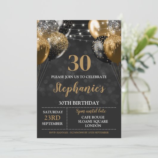 Invitation Or noir 30e (Debout devant)