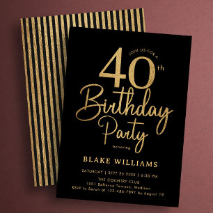 Invitation Or noir 40e anniversaire